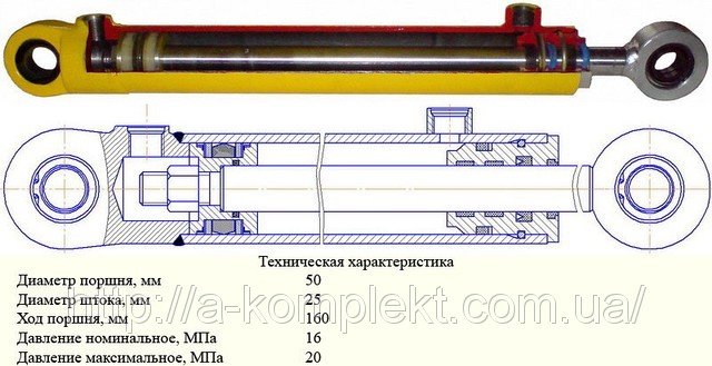 Гідроциліндр ГЦ-50.25.160.0.25.00